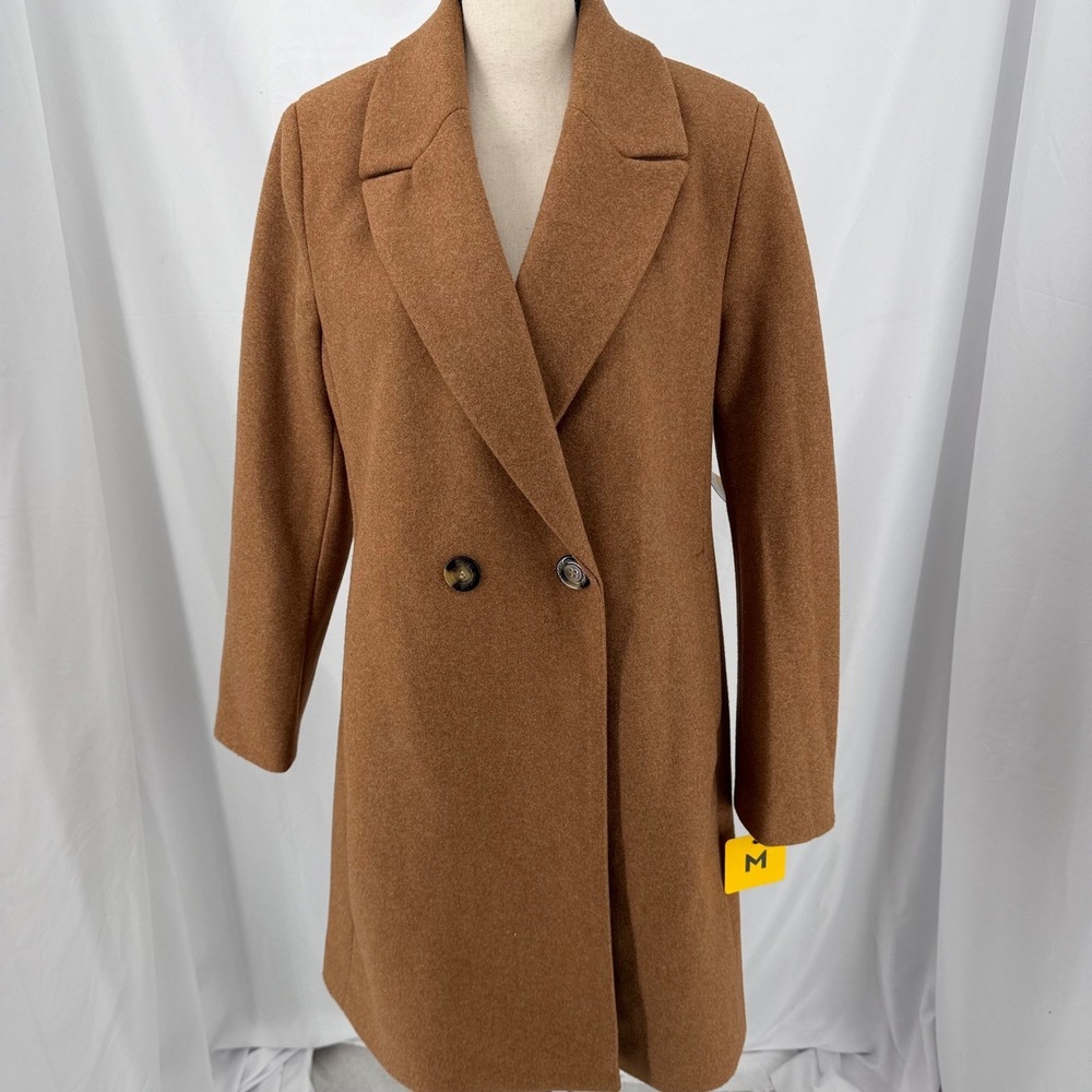 DKNY Women Camel Brown Double Breasted Fashion Coat DL5MWQ68 Medium NWT
